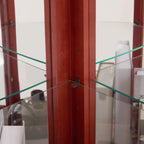 Curio Cabinet Lighted Glass Display Curio Cabinet w/Tempered Glass Doors and Shelves, Crown Corner Cabinet with Bulb, Corner Storage Decoration for Living room and Bedroom Cherry - Grand Goldman Shop