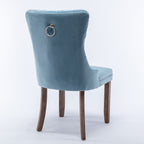 Nikki Collection Modern, High-end Tufted Solid Wood Contemporary Velvet Upholstered Dining Chair with Wood Legs Nailhead Trim 2-Pcs Set,Light Blue, SW2001LB - Grand Goldman Shop
