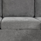 Modern L-shaped Convertible Sofa Bed with Storage, Cup Holders, USB Ports, Gray Chenille, 83.5' - Grand Goldman Shop