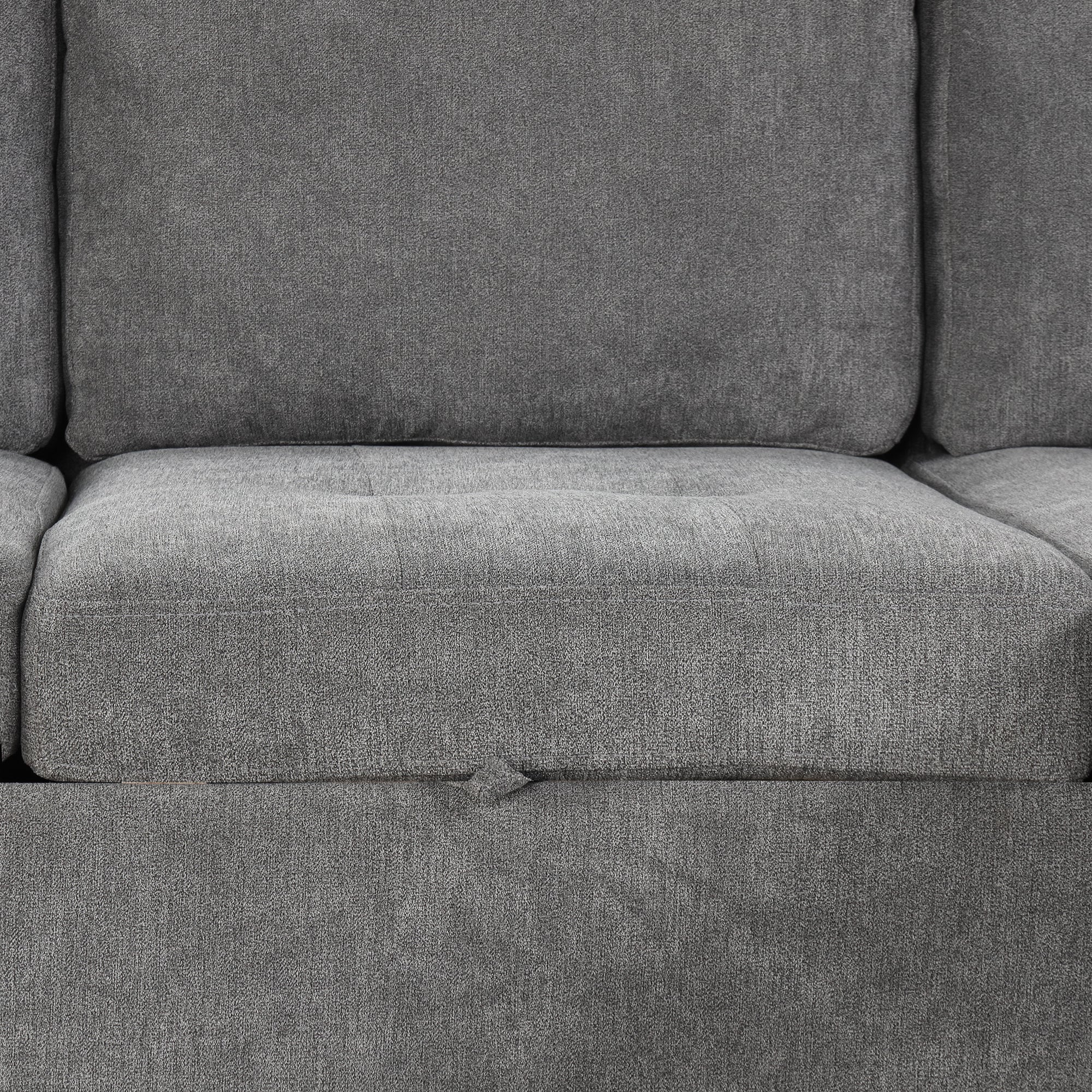 Modern L-shaped Convertible Sofa Bed with Storage, Cup Holders, USB Ports, Gray Chenille, 83.5' - Grand Goldman Shop