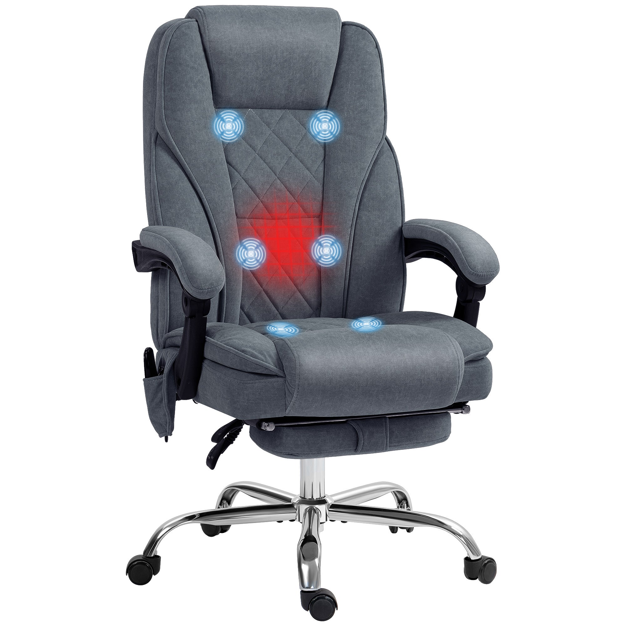 Vinsetto Massage Office Chair with Foot Rest, Executive Office Chair with 6 Vibration Point and Heat, Reclining Computer Chai