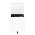 3-Drawer Mobile File Cabinet with Lock, All-Steel Metal Storage on Wheels, Two Shallow & One Deep Drawer for Office/Home, Ful