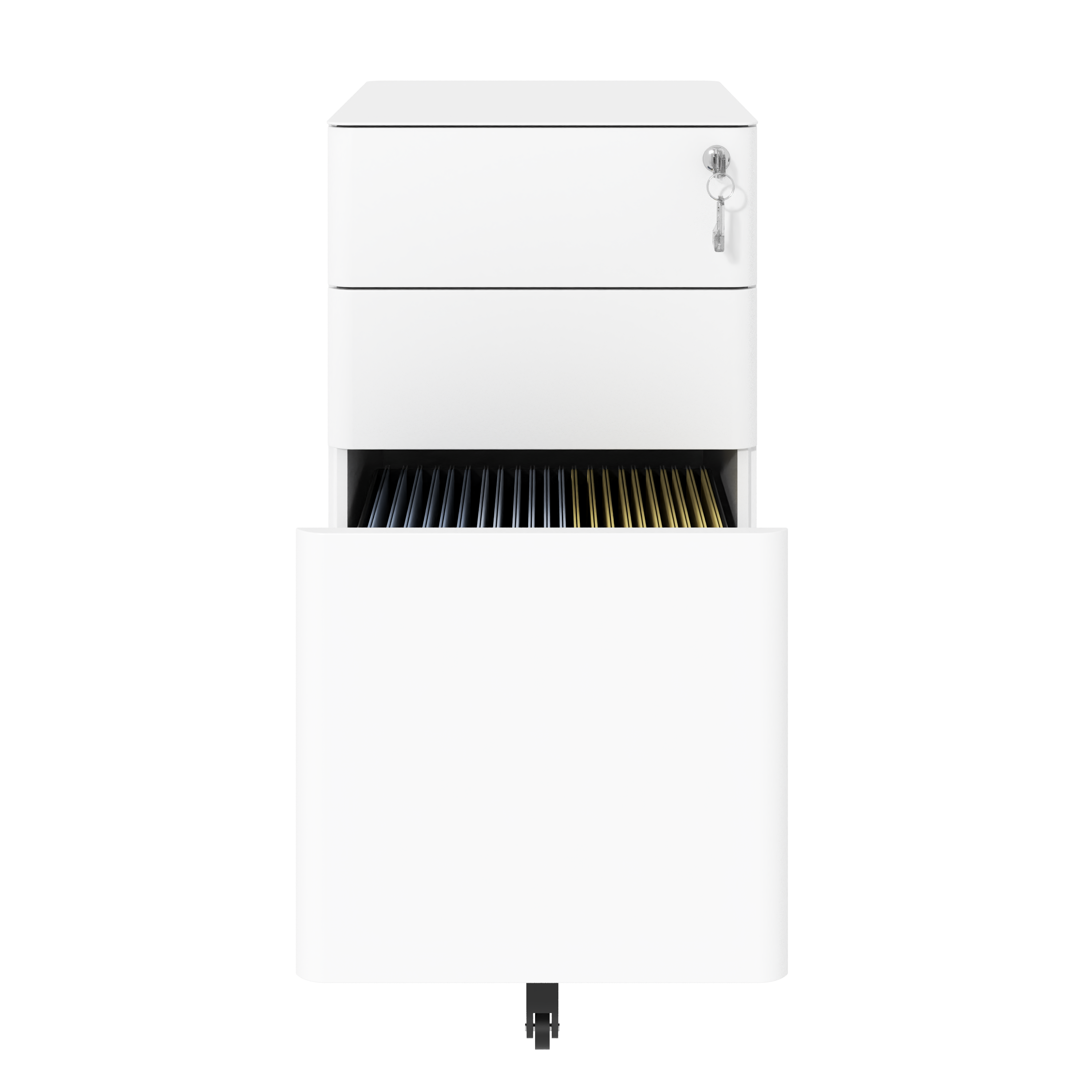 3-Drawer Mobile File Cabinet with Lock, All-Steel Metal Storage on Wheels, Two Shallow & One Deep Drawer for Office/Home, Ful