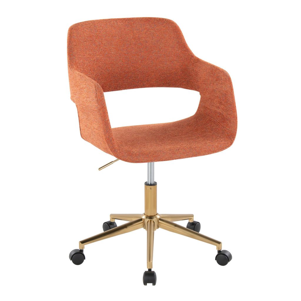 Contemporary Task Chair in Gold Metal and Orange Fabric - Grand Goldman