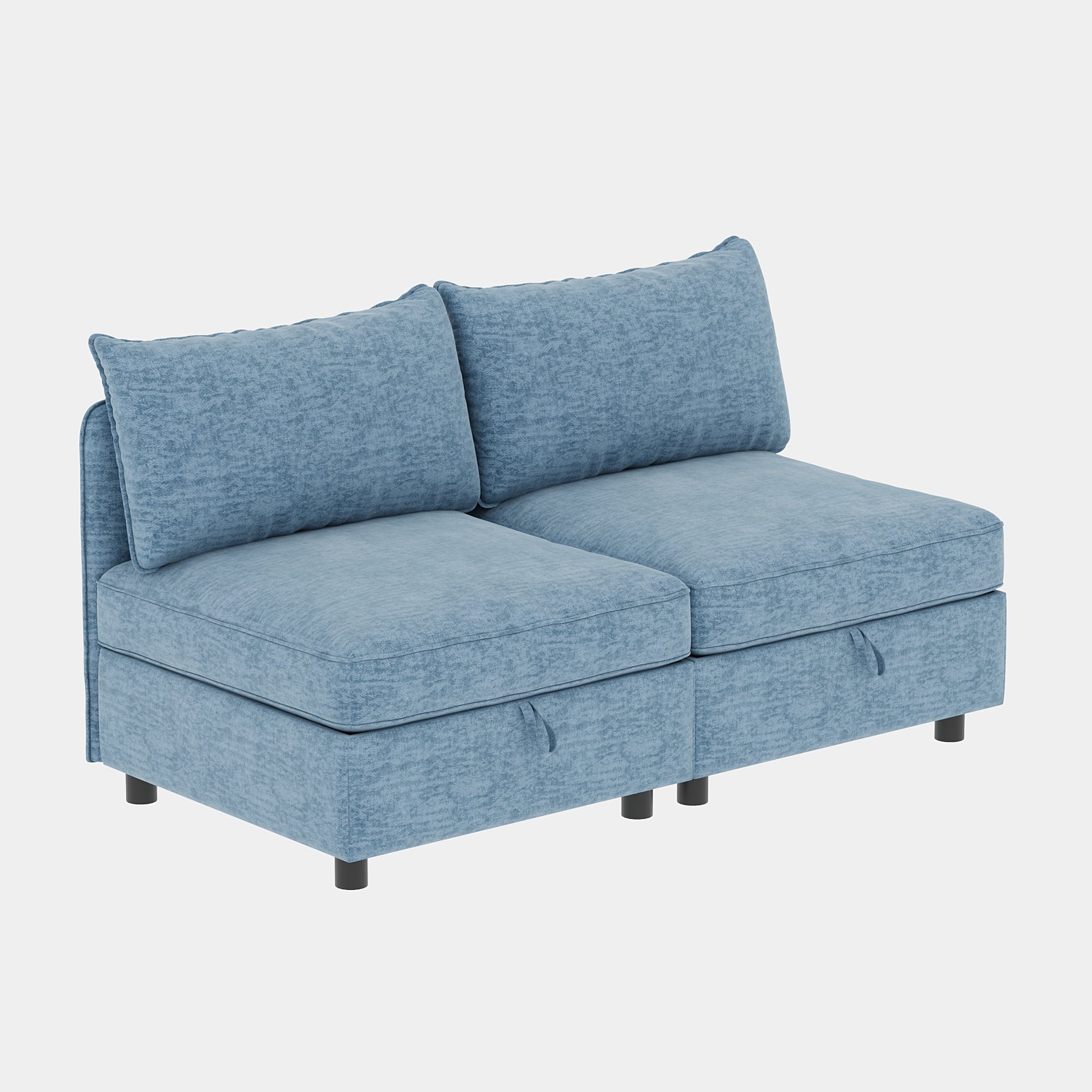 Armless Seat for Modular Sectional Sofa, Convertible Sofa Seat With Storage, Sleeper Sectional Sofa Set, Fabric Flexible Modular Combinations for Living Room(2PCS) - Grand Goldman Shop