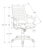 Office Chair, Adjustable Height, Swivel, Ergonomic, Armrests, Computer Desk, Work, Black Mesh, Black Metal, Contemporary, Mod