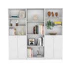Hialeah 3 Piece Home Bookcase set, 74' Wide with 10 Shelves and Two Double-Door Cabinet ,  Living Room Set  White | Premium H