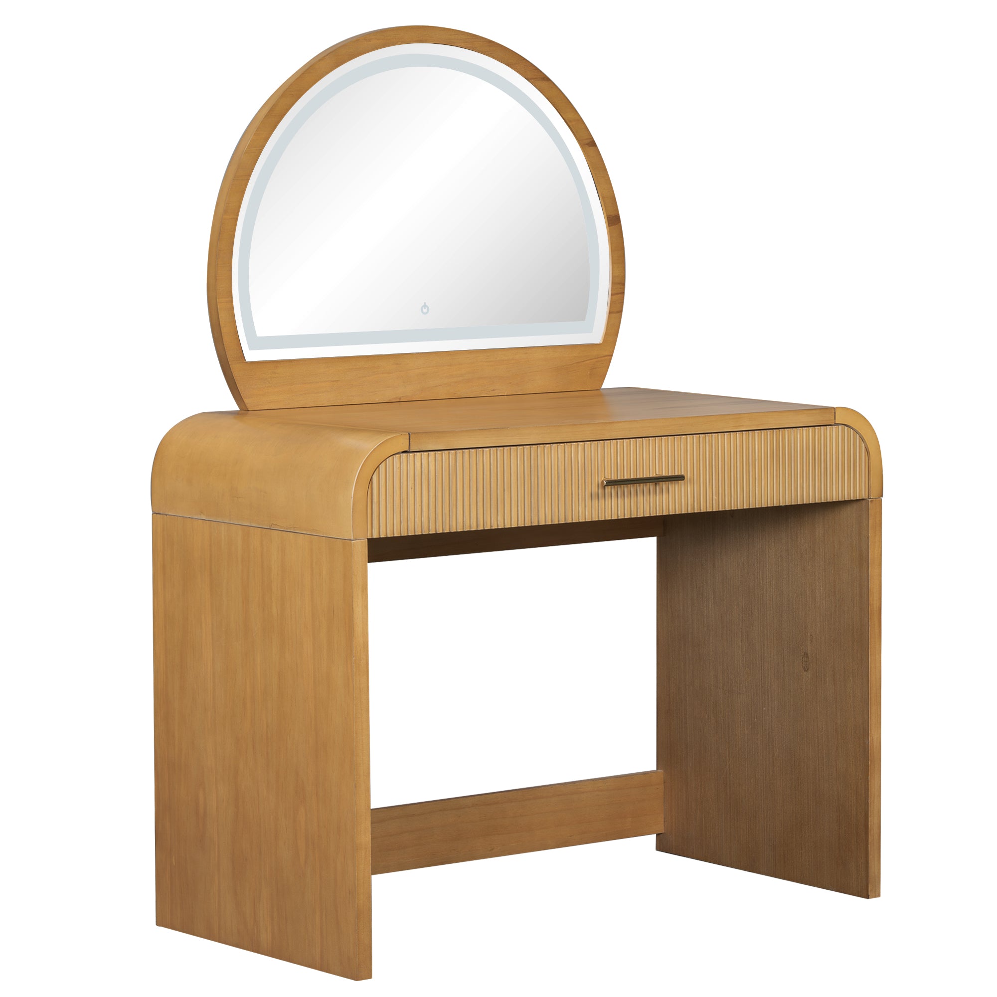 39' Makeup Vanity Table with Mirror Touch Screen Lighted Mirror, Dressing Table with Drawer for Bedroom, Natural - Grand Goldman Shop
