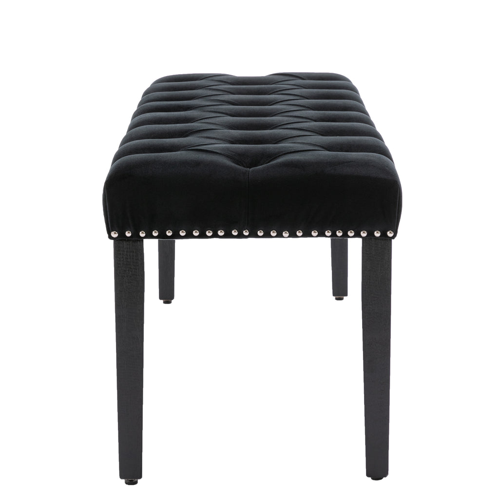 Heng Ming Upholstered Tufted Bench Ottoman , Velvet Dining Bench Bedroom Bench  Footrest Stool Accent Bench for Entryway Dining Room Living Room, Black - Grand Goldman Shop