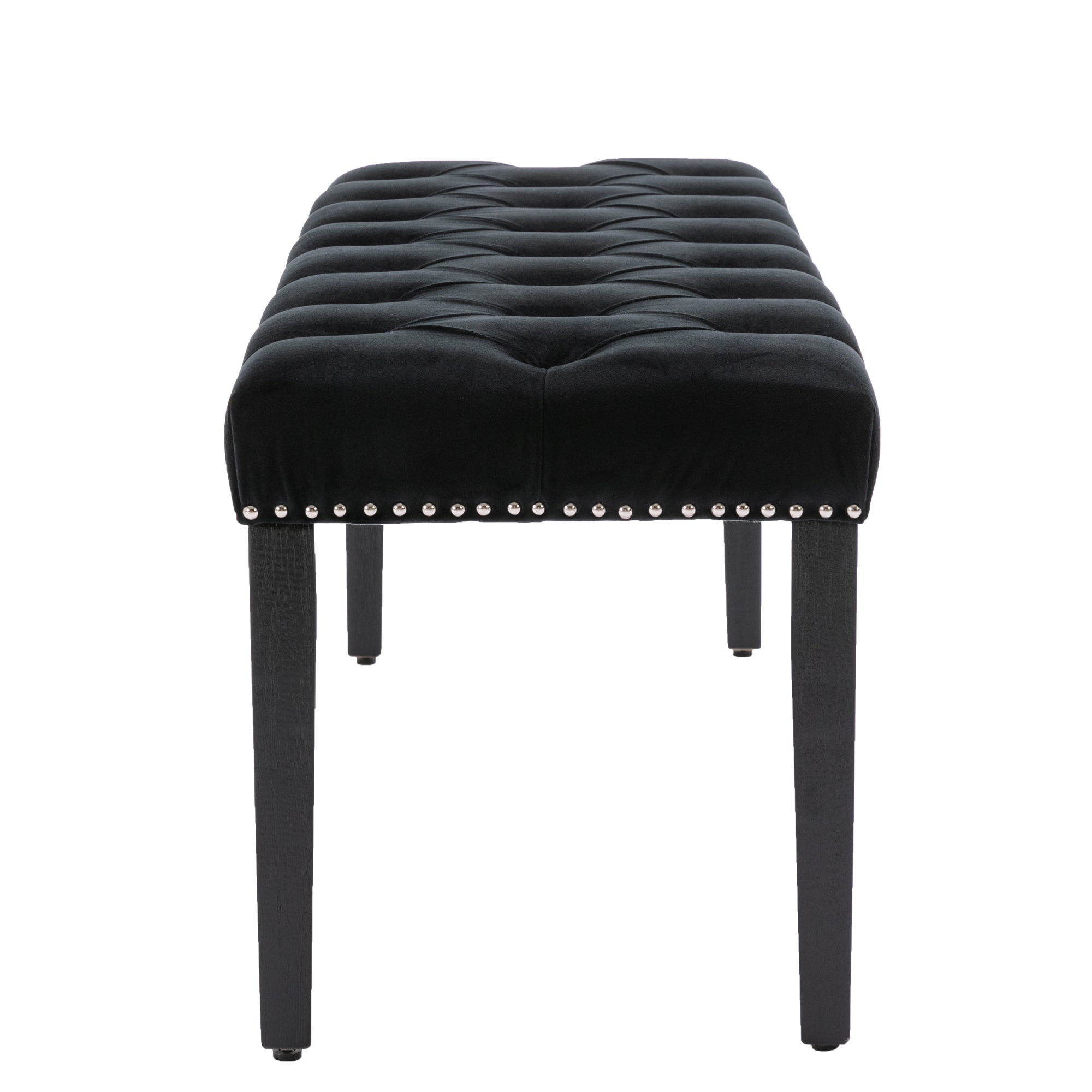 Heng Ming Upholstered Tufted Bench Ottoman , Velvet Dining Bench Bedroom Bench  Footrest Stool Accent Bench for Entryway Dining Room Living Room, Black - Grand Goldman Shop
