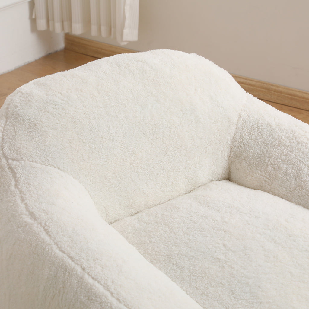 Giant Bean Bag Chair for Adults, Spacious Memory Foam Bean Bag Sofa with Armrests in Off White Teddy Fabric, Comfy Seating for Living Room or Bedroom - Grand Goldman Shop