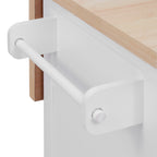K&K 56.5'' Kitchen Island with Drop Leaf, Power Outlet, Embossed Vertical Stripe Rolling Kitchen Cart on Wheels with 4 Doors , 5 Deep Drawers and Adjustable Shelves, for Kitchen, Dining Room, White - Grand Goldman Shop
