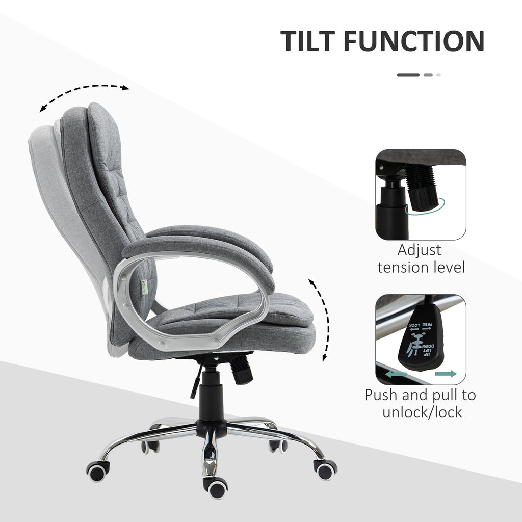 High Back Home Office Chair Executive Computer Chair with Adjustable Height, Upholstered Thick Padding Headrest and Armrest -