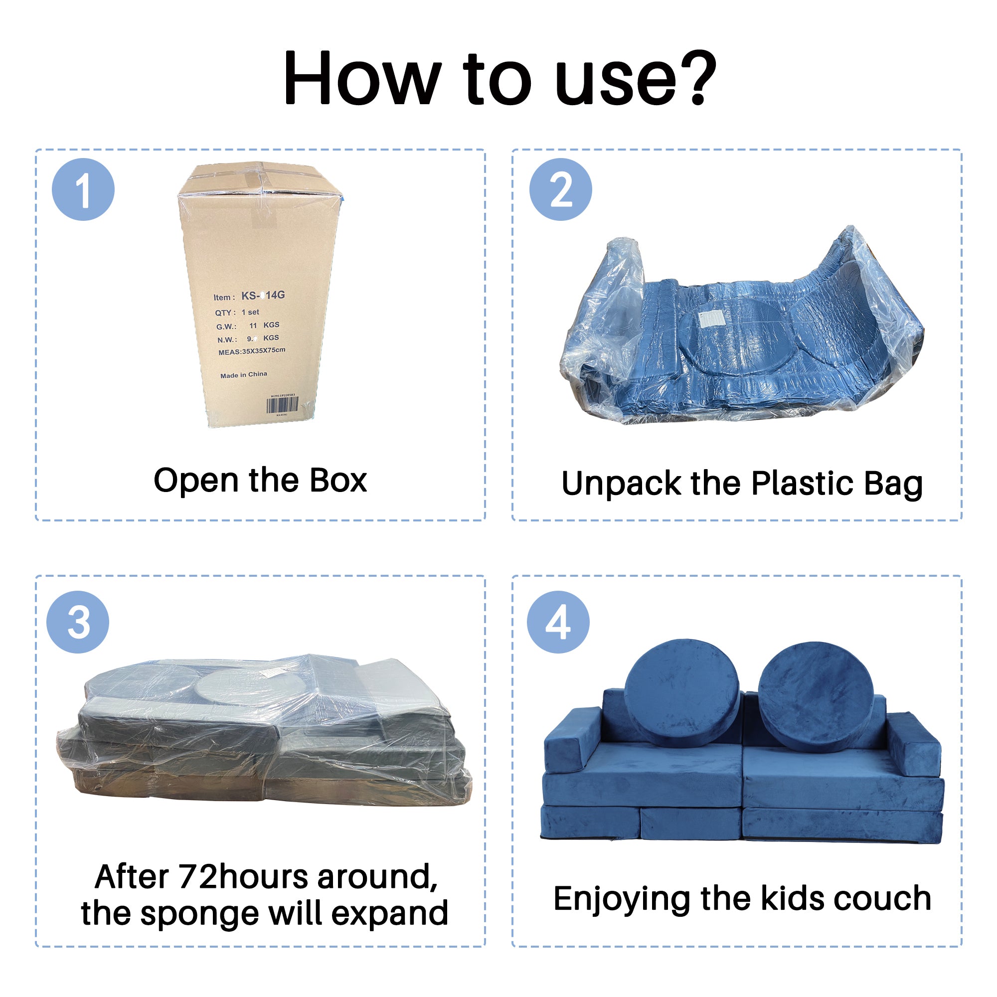 14pcs Kids Sofa Modular Play Couch,Child Sectional Sofa to Boost Creativity,Boys and Girls DIY Creativing Playroom Couch Furn