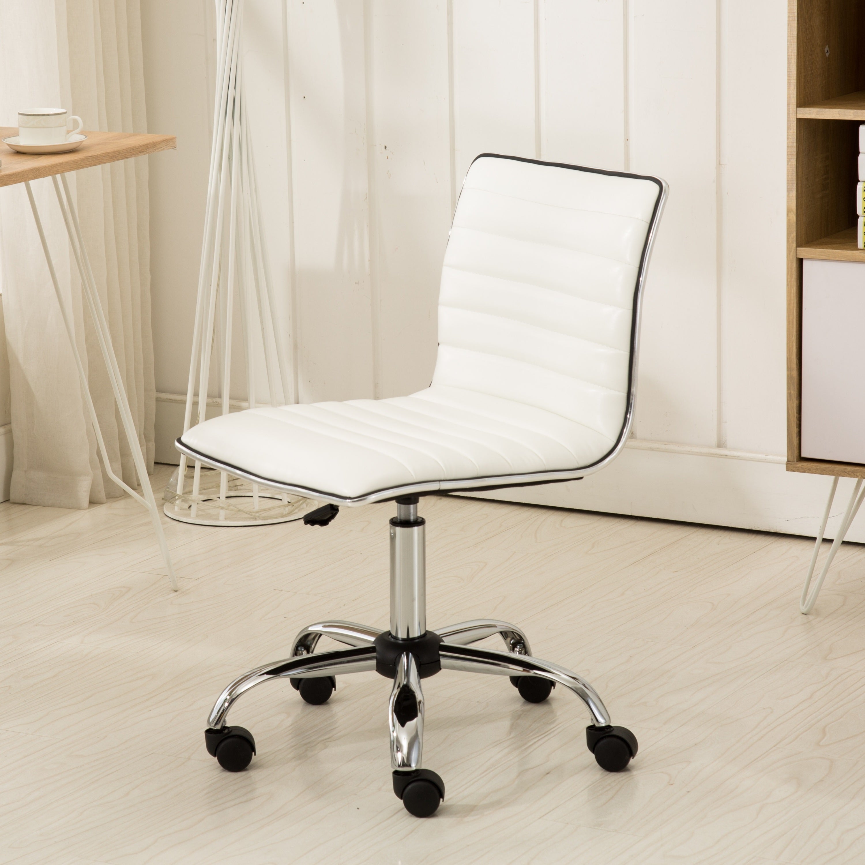 Fremo Chromel Adjustable Air Lift Office Chair, White - Grand Goldman