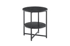 Small round side table,2 tiers farmhouse end table,accent tables for small spaces,night stands for bedrooms living room,coffee  tables with storage shelf,Black - Grand Goldman Shop