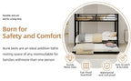 Heavy-duty Sturdy Metal Twin over Twin Bunk Bed with Noise Reduction, Safety Guardrail, No Box Spring Needed, Black - Grand Goldman Shop