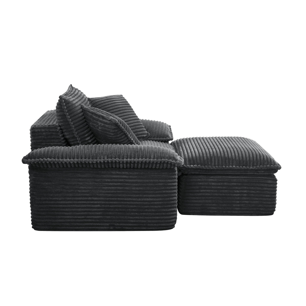 47' Oversized Sofa Chair and a Half with Deep Seat & Movable 2-Layer Ottoman Set, Cloud Sofa Bed with Chaise, 1-Seater Modular Sectional Sleeper Couch for Living Room, No Assembly Teddy-Fleece, Grey - Grand Goldman Shop