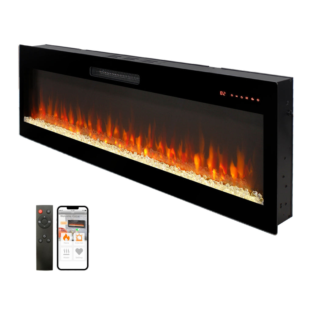 Smart 50' WiFi-Enabled Electric Fireplace Heater, Recessed in-Wall and Wall-Mounted - Grand Goldman Shop