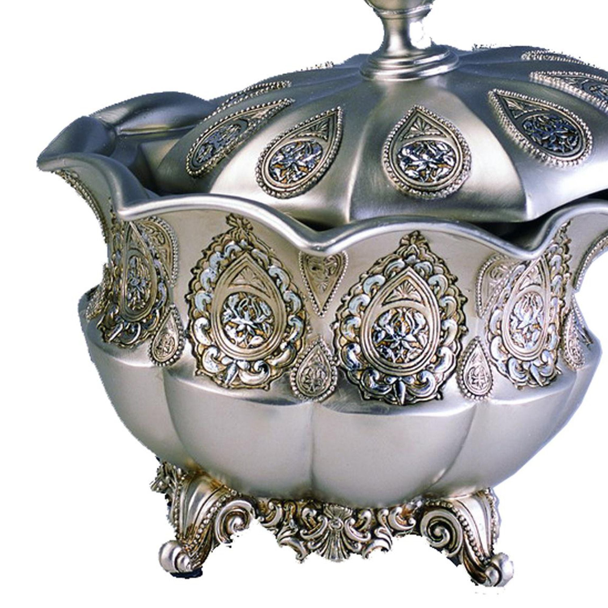 8' Tall Polyresin Decorative Jewelry Box, Silver Royal design - Grand Goldman Shop