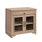 Library Base with 2 Glass Doors and Spacious Drawer, Brown finish - Grand Goldman