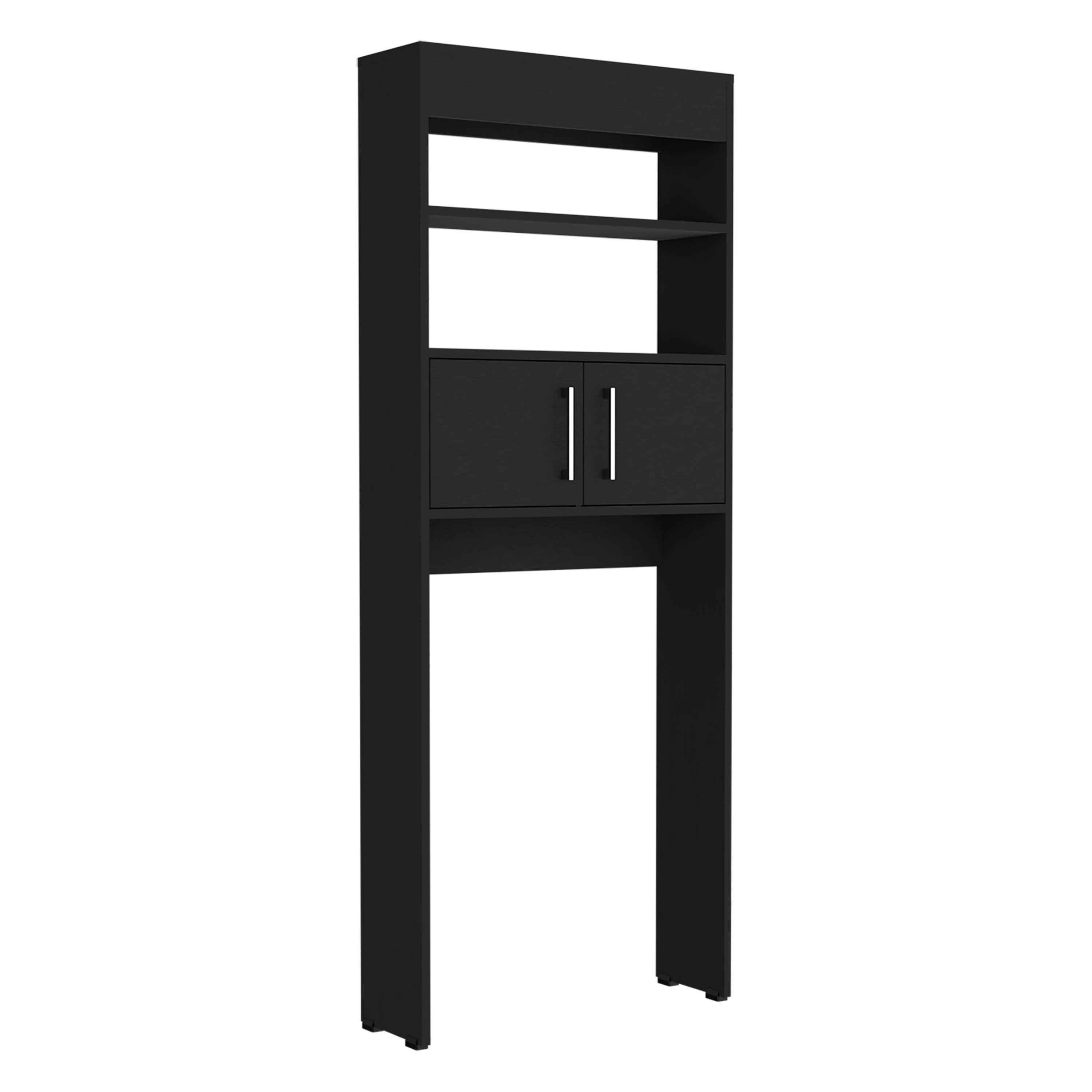Madrid  Over The Toilet Cabinet, Double Door, Two Shelves -Black | Premium Home Decor - Grand Goldman