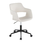 Contemporary Task Chair in Black Metal and White Faux Leather | Premium Home Decor - Grand Goldman