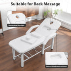 Professional Beauty Bed with Removable Headrest & Breast Cushions, Armrests and Storage Shelf for Full Body Massage, Facial, 