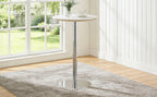 Rock slab circular tabletop non adjustable (39 inches high) bar table, bar table with silver legs and base (white) - Grand Goldman Shop