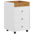 HOMCOM 3 Drawer Home Office Storage Cabinet, Office Drawer on Wheels with Removable Tray, Under Desk Printer Stand with Stora