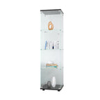 Glass Display Cabinet 4 Shelves with Door, Floor Standing Curio Bookshelf for Living Room Bedroom Office, 64.7'*16.7'*14.3', 