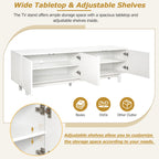 ON-TREND Graceful TV Stand with Arch Cabinets for TVs Up to 78'', Minimalist Entertainment Center with Solid Wood Legs, Practical Media Console with Adjustable Shelves for Living Room, White - Grand Goldman Shop