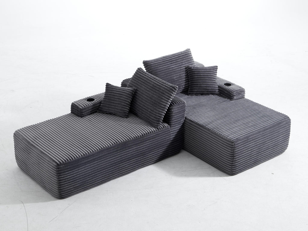 69'Cloud Sectional Couch, L-Shape Chaise with R-Shape Chaise with Deep Seat and Comfortable 2 Seater Couch for Modern Living Room,(Plush Fabric),Grey - Grand Goldman Shop