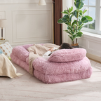 [NEW ARRIVED] [VIDEO PROVIDED] Human Dog Bed,Lazy Sofa,5-Position Adjustable Convertible,Floor Gaming Chair,bedroom, living room,Suitable for gaming, meditation,relaxation,Plush Fabric,Pink - Grand Goldman Shop