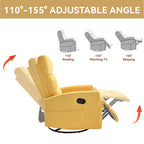 Manual Recliner Chair with Rocker and Swivel in Fabric for Living Room, Yellow - Grand Goldman Shop