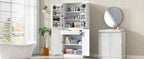 K&K 72' Tall Farmhouse Kitchen Pantry Cabinet with 8 Door Shelves, Curved Design Storage Cabinet with 3 Adjustable Shelves, Hidden Drawer, Versatile Cupboard for Kitchen, Dining & Bathroom, White - Grand Goldman Shop