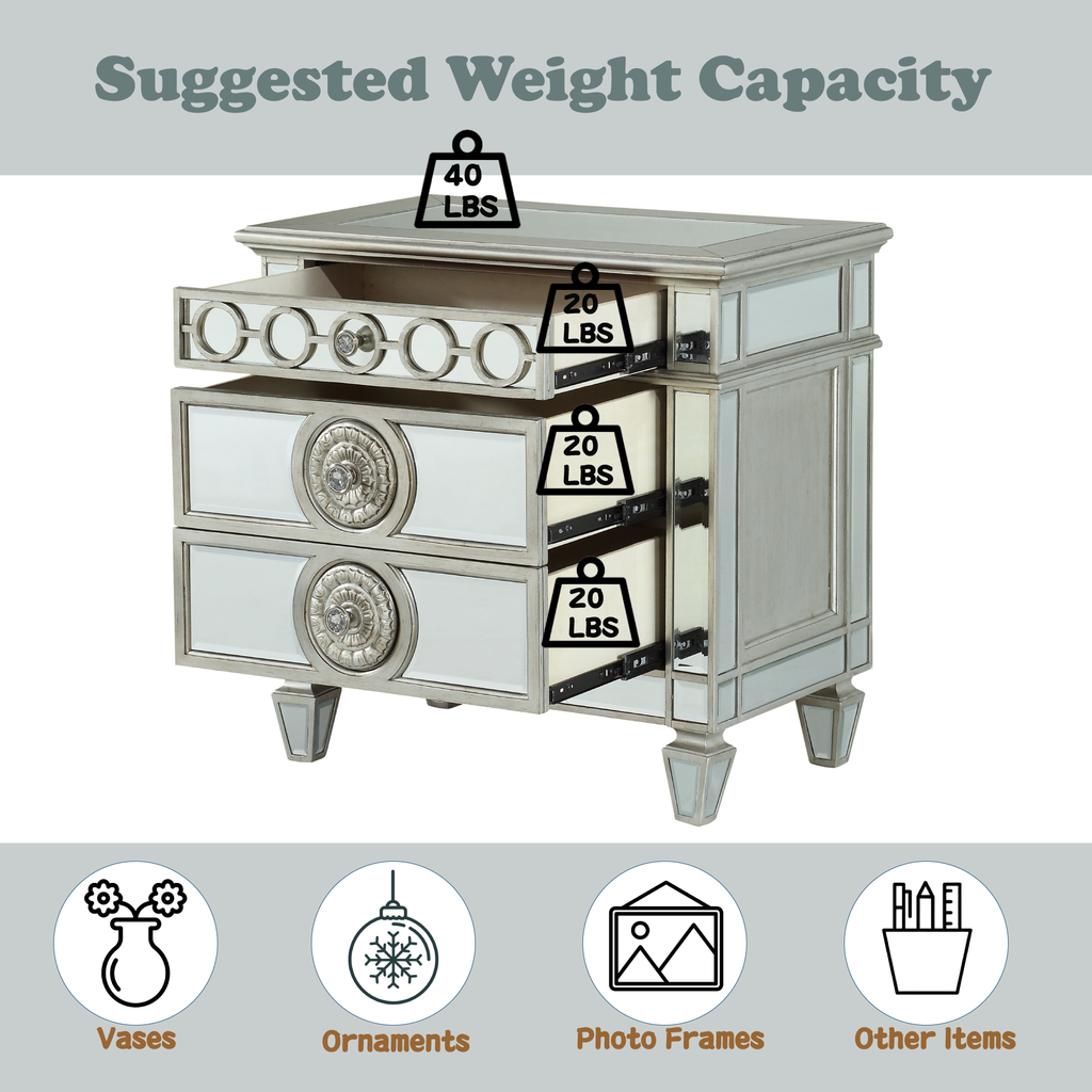 Varian Mirrored Nightstand - Grand Goldman Shop