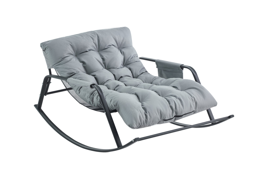 Rocking Chair with Extra-Wide Technical leather  Upholstered Gliding Chair Boucle Reclining Chair, Modern Accent Chair for Living Room Nursery Bedroom -Grey - Grand Goldman Shop
