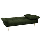Green Teddy Velvet Futon Sofa Bed with Folding Armrests, Convertible Double Sofa Bed for Small Living Rooms and Studios - Grand Goldman Shop