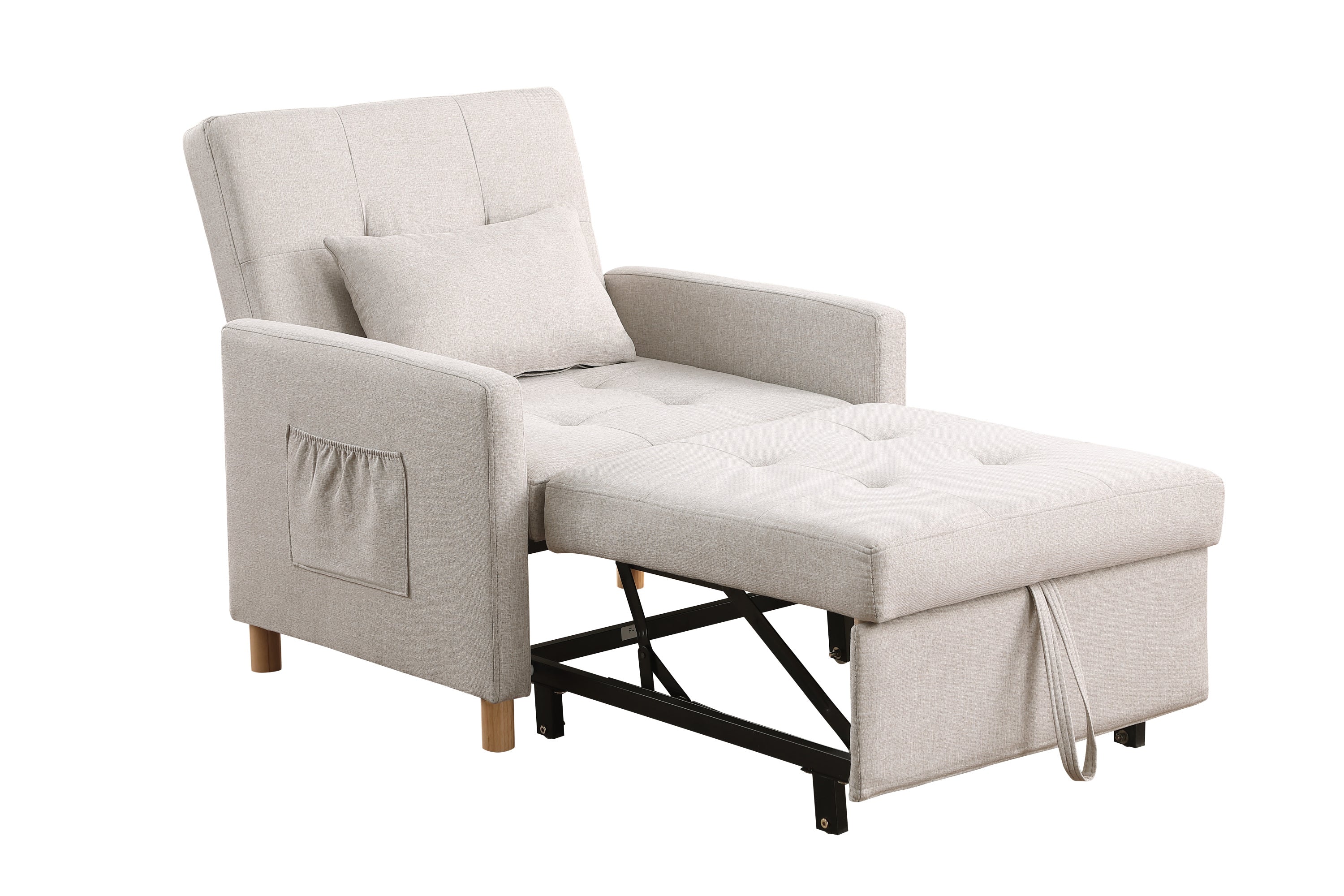 Convertible Sleeper Sofa Chair Bed, Adjustable Chair with Pillow, Multi-Functional Sleeper Chair with Soft Fabric for Living Room, Dorm, Apartment, Bedroom or Office - Grand Goldman Shop