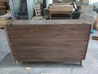 Modern Carved 4-Door Sideboard Buffet Cabinet with Storage, Adjustable Layer Board, Walnut Finish - Grand Goldman Shop