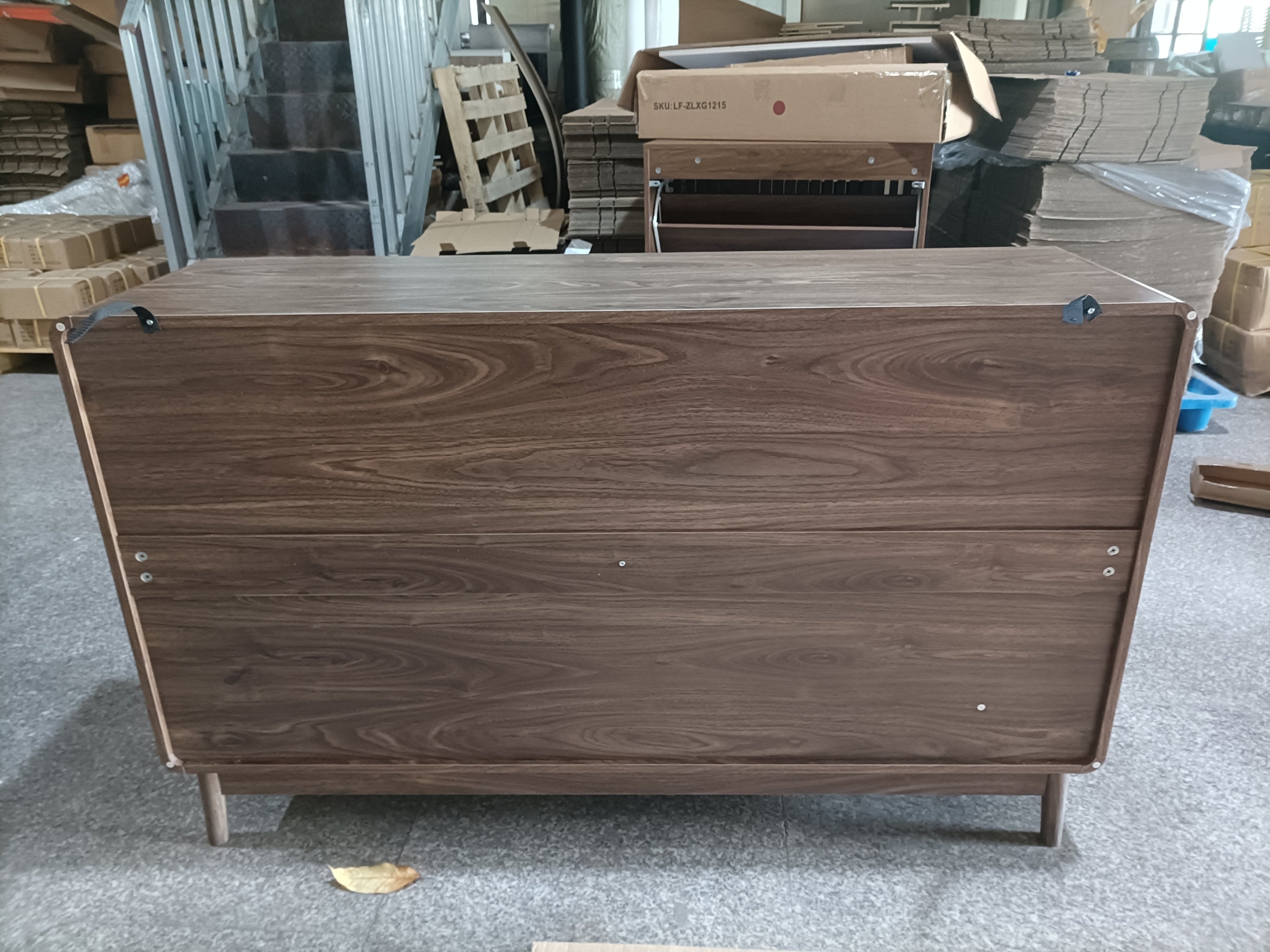 Modern Carved 4-Door Sideboard Buffet Cabinet with Storage, Adjustable Layer Board, Walnut Finish - Grand Goldman Shop