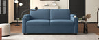 Navy Blue Corduroy Sleeper Sofa Loveseat with Full Size Mattress, USB Ports, Cup Holders, Side Pockets and Phone Holder - Grand Goldman Shop