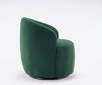 Teddy Fabric Swivel Accent Armchair Barrel Chair With Black Powder Coating Metal Ring,Dark Green - Grand Goldman Shop