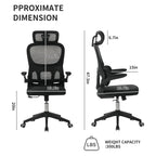 High Back Ergonomic Office Chair with Mesh Fabric, Black, Big and Tall Design for Home Office, Task Chair with Tilt Function,