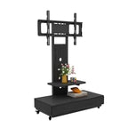 Mobile TV Cart with Push-Pull Drawer for 32-75 Inch TVs, Black MDF and Metal Stand with Lockable Wheels - Grand Goldman Shop