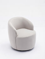 Velvet Fabric Swivel Accent Armchair Barrel Chair With Black Powder Coating Metal Ring,Gray - Grand Goldman Shop