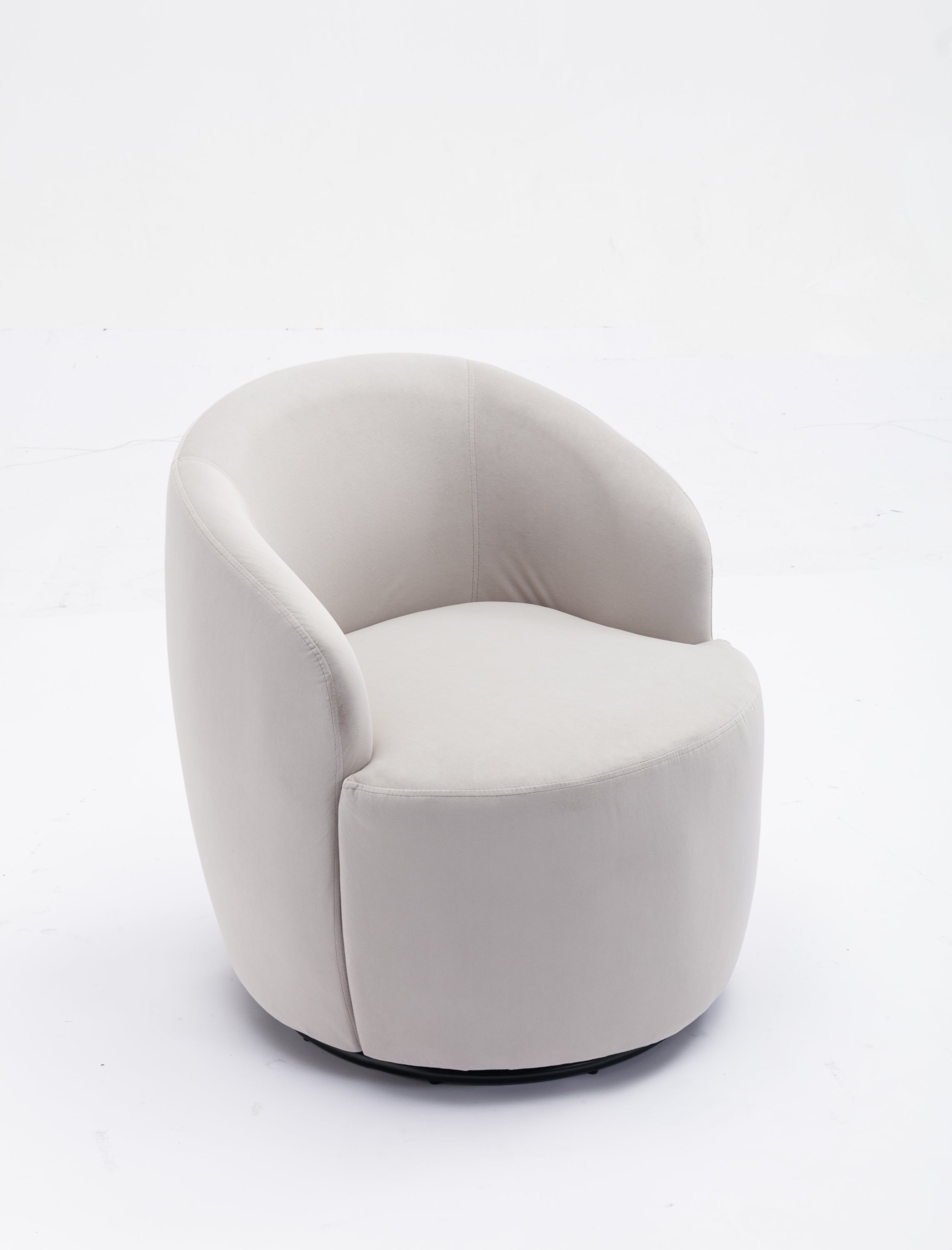 Velvet Fabric Swivel Accent Armchair Barrel Chair With Black Powder Coating Metal Ring,Gray - Grand Goldman Shop