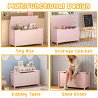 Kids Wooden Toy Box Storage with Safety Hinged Lid for Ages 2+ (Pink) | Premium Home Decor - Grand Goldman