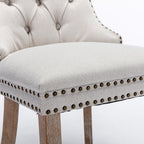 Nikki Collection Modern, High-end Tufted Solid Wood Contemporary Flax Upholstered Dining Chair with Wood Legs Nailhead Trim 2-Pcs Set,Gray, SW6801BG - Grand Goldman Shop